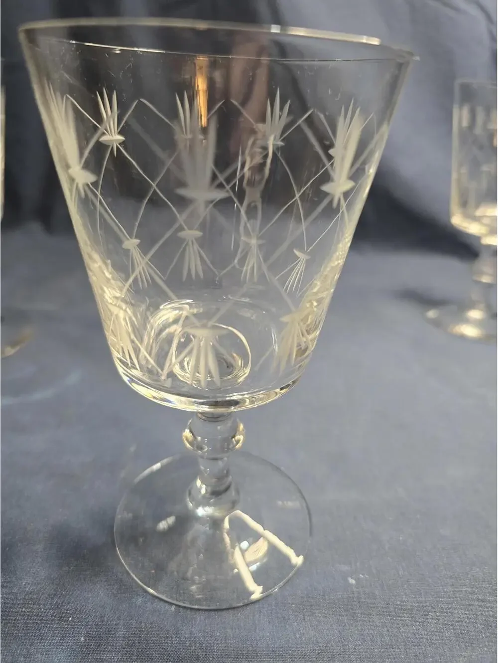Vintage Chelsea by Ebeling & Reuss Etched Glass Water Goblets Set of 5